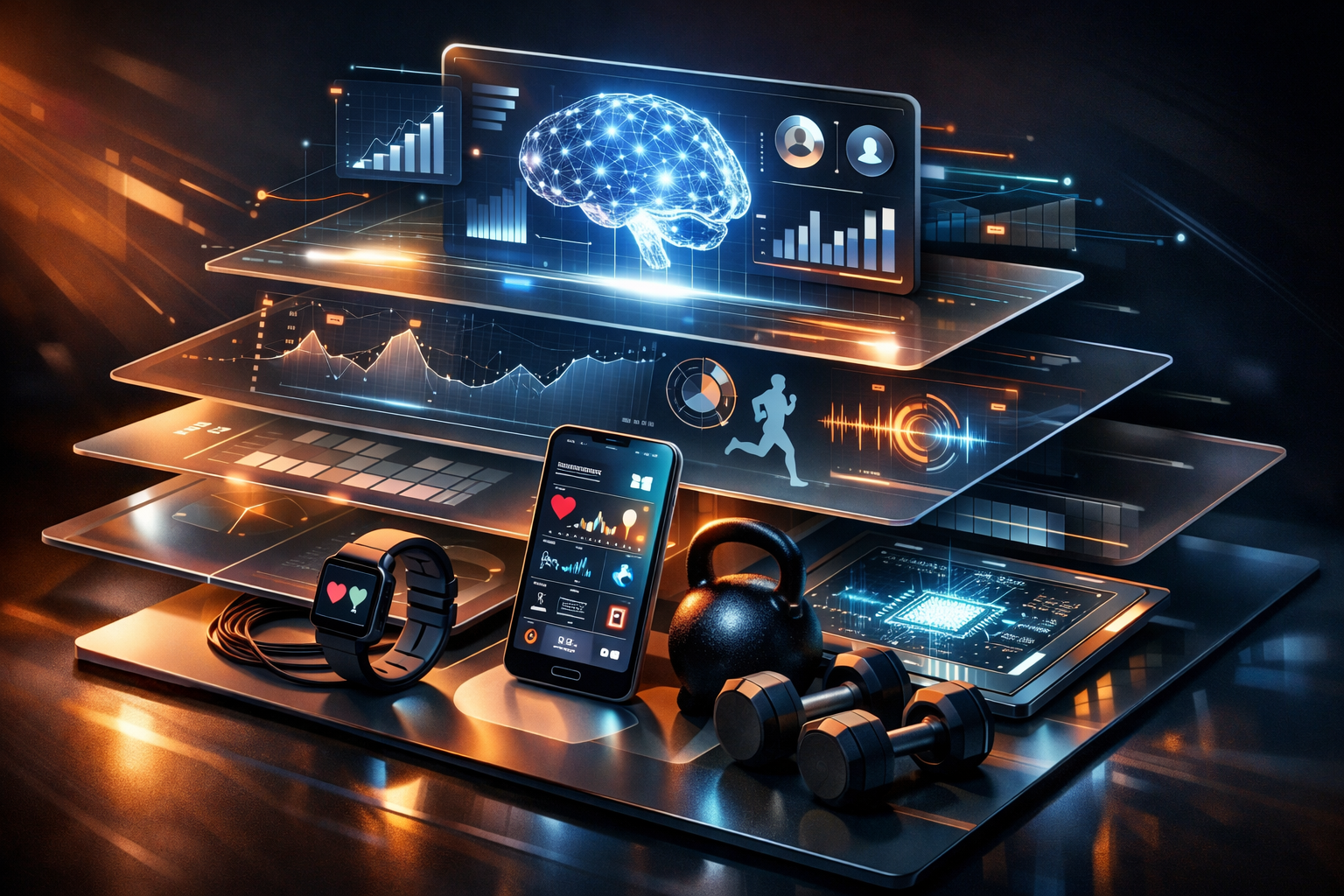 A group of diverse professionals collaborating in a modern office setting with laptops and technology.