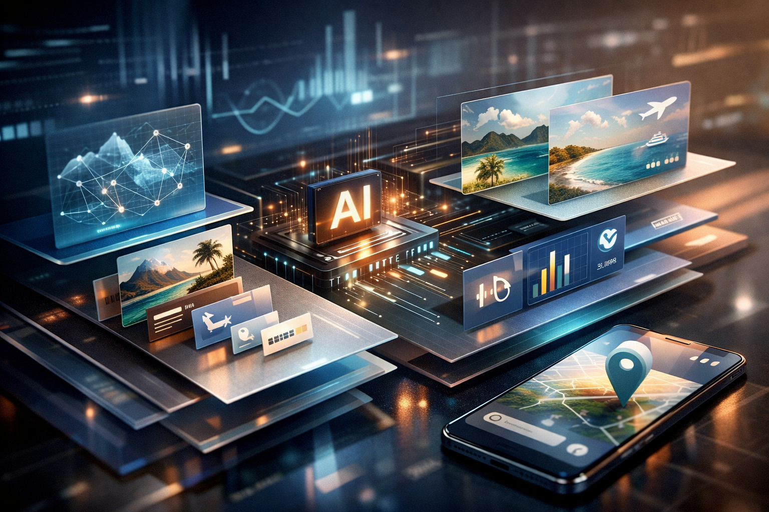 Young woman presenting on digital evolution concepts like AI and big data in a seminar.