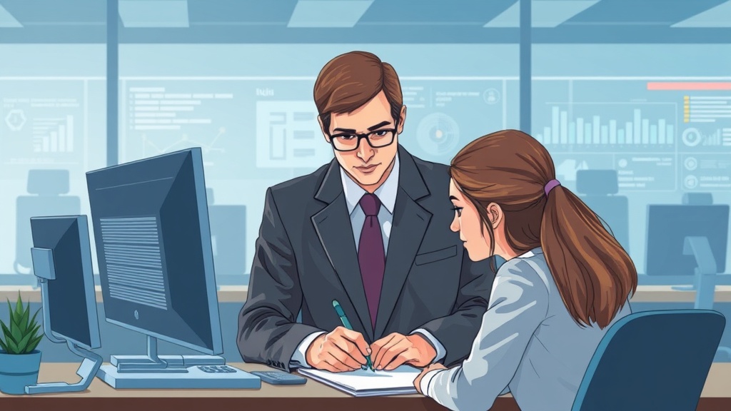 Editorial section illustration for "Диагностика: Где AI даст максимальный ROI" in context of "Как масштабировать бизнес с AI без найма новых сотрудников". Subject-focused composition, realistic business environment, crisp details, natural contrast, no text, no watermark, no logo, no empty background, 16:9.