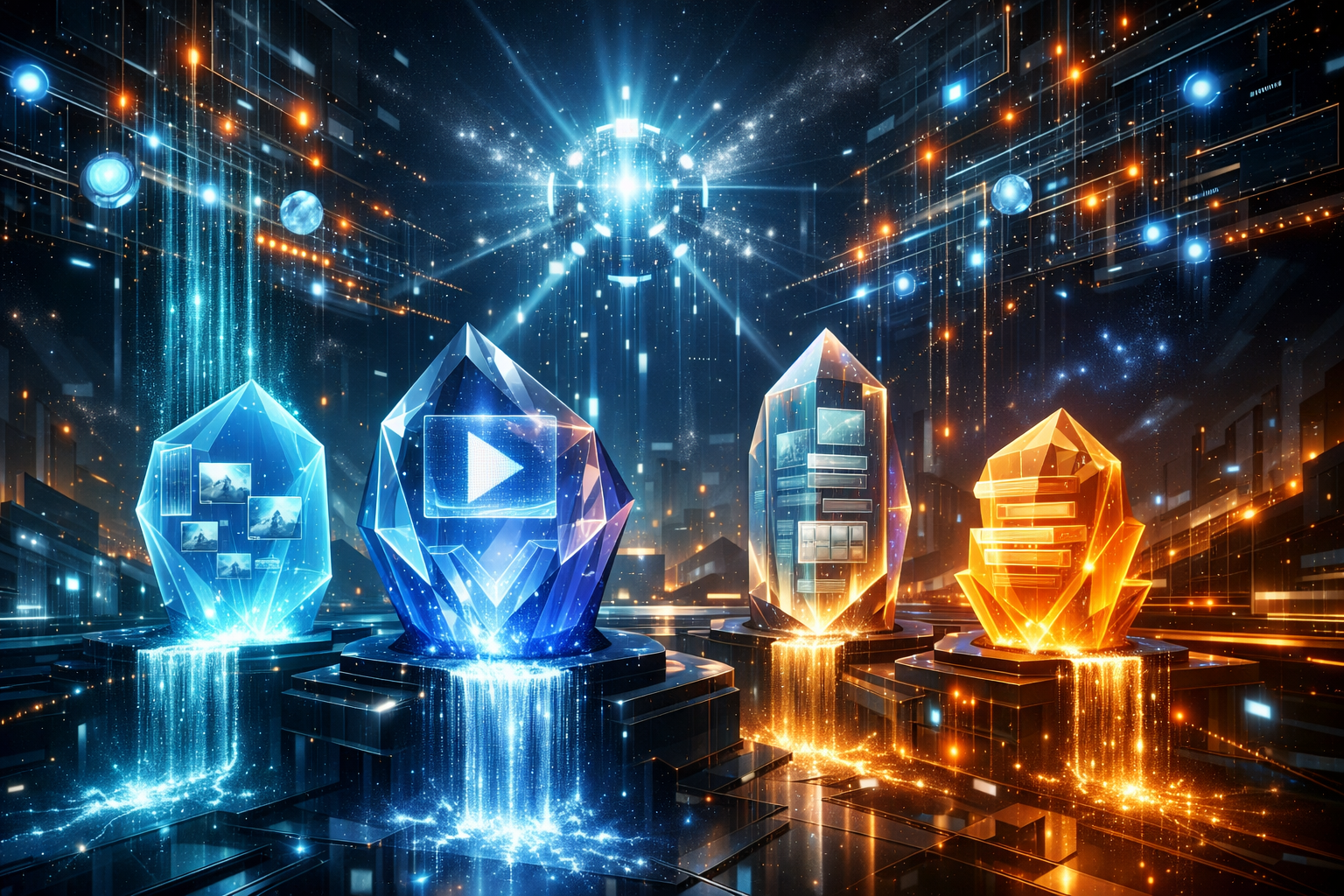 Ключевая иллюстрация: Генератор ИИ: 20 сервисов для текста, фото, видео и презентаций