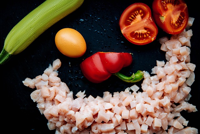 beauty, colorful, composition, cooking, flat, food, fresh, gastronomy, healthy, meal, meat, menu, restaurant, snack, tasty, vegetable, vegetables