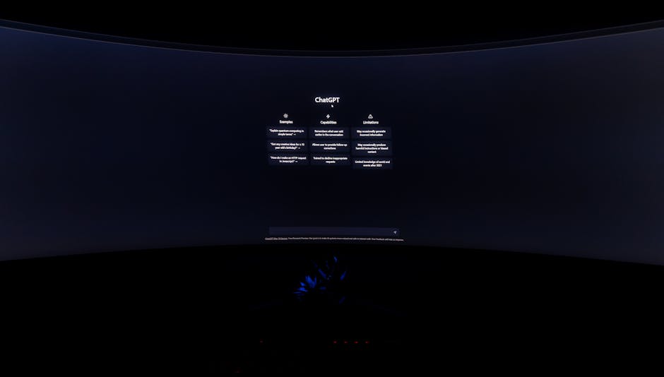 A dimly lit computer screen showing the ChatGPT interface in a dark setting.