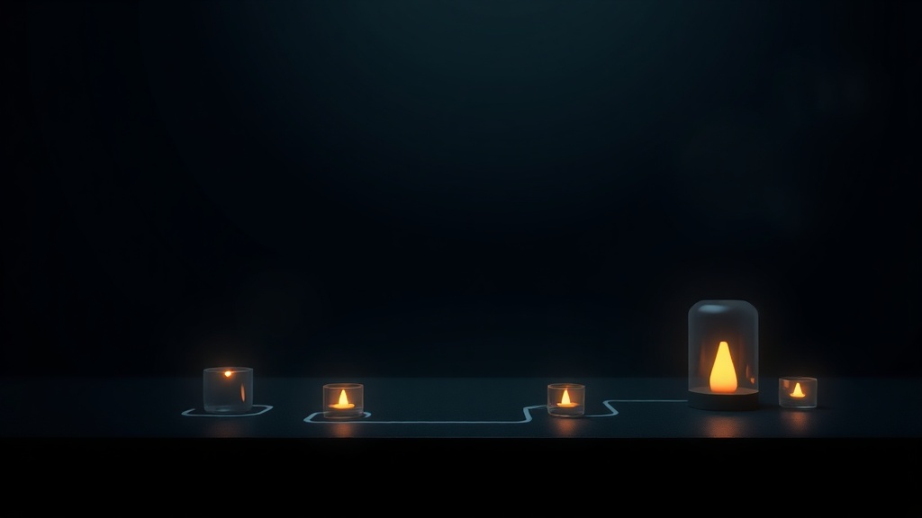 Векторные базы данных и семантический поиск, minimalist dark background, tech aesthetic, glowing elements, professional, no text, 16:9.