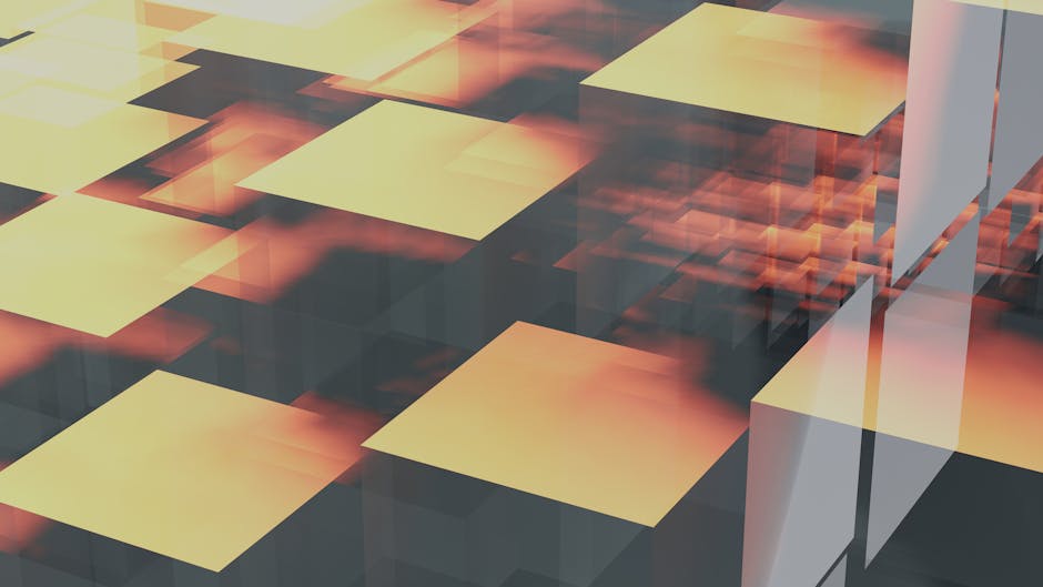 Modern abstract geometry with warm light hues and layered squares.