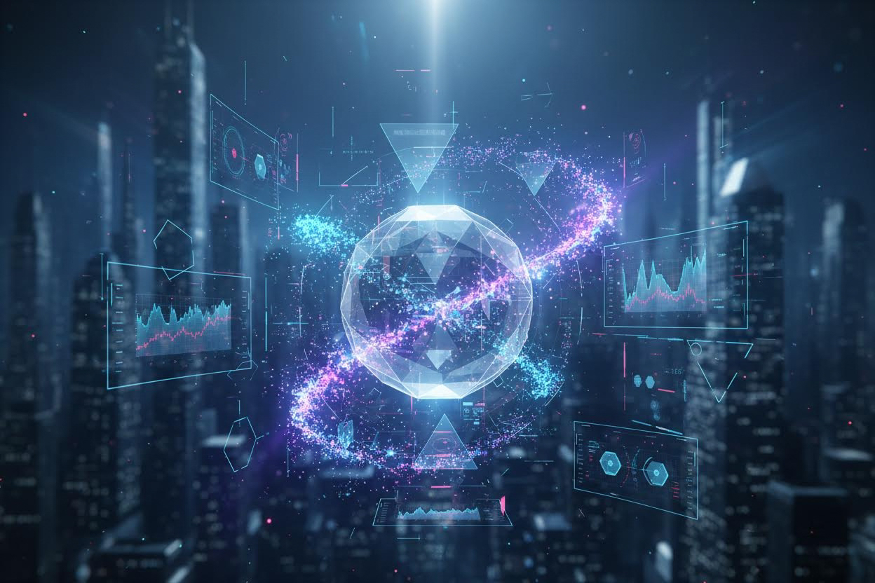 Confident businesswoman presenting strategy to colleagues in a modern office setting.