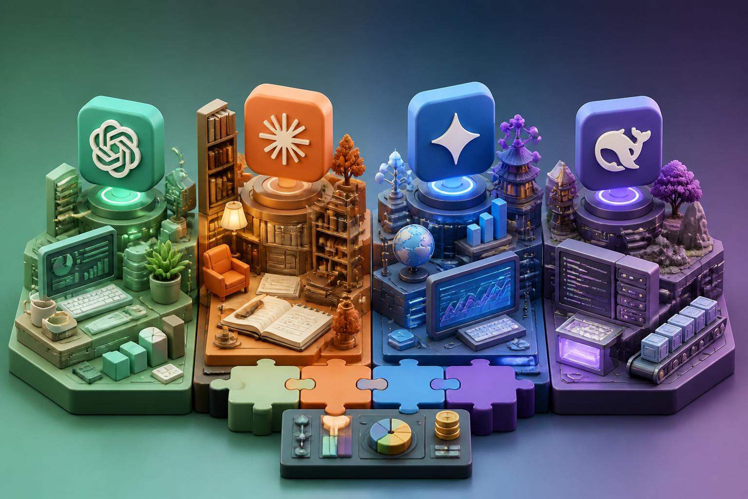 Ключевая иллюстрация: ChatGPT vs Claude vs Gemini vs DeepSeek: что выбрать бизнесу