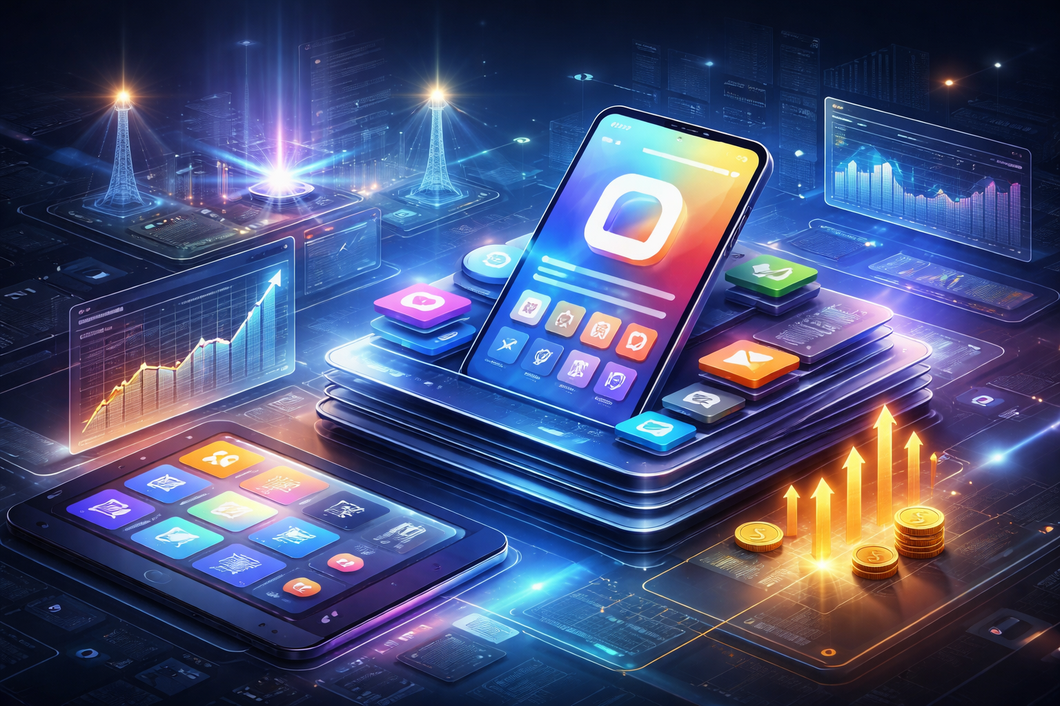 A diverse group of professionals working together on laptops in a modern office meeting room.