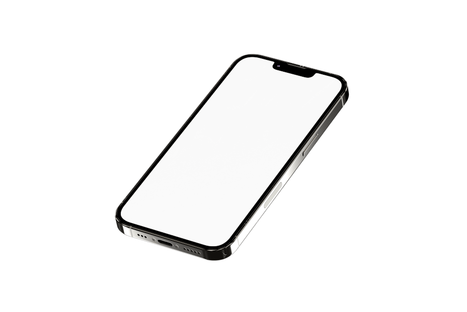 Minimalist image of a smartphone on a white background, ideal for tech-focused projects.